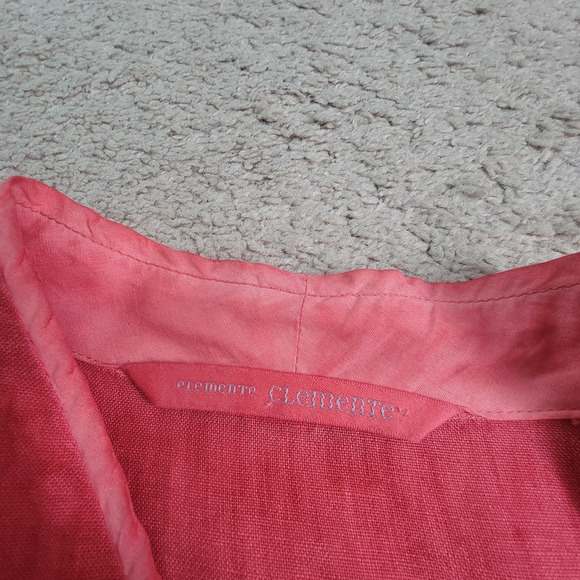 Elemente Clemente Linen Blazer Womens 3 (L) Red Oversized Jacket Button Pockets - Picture 9 of 14